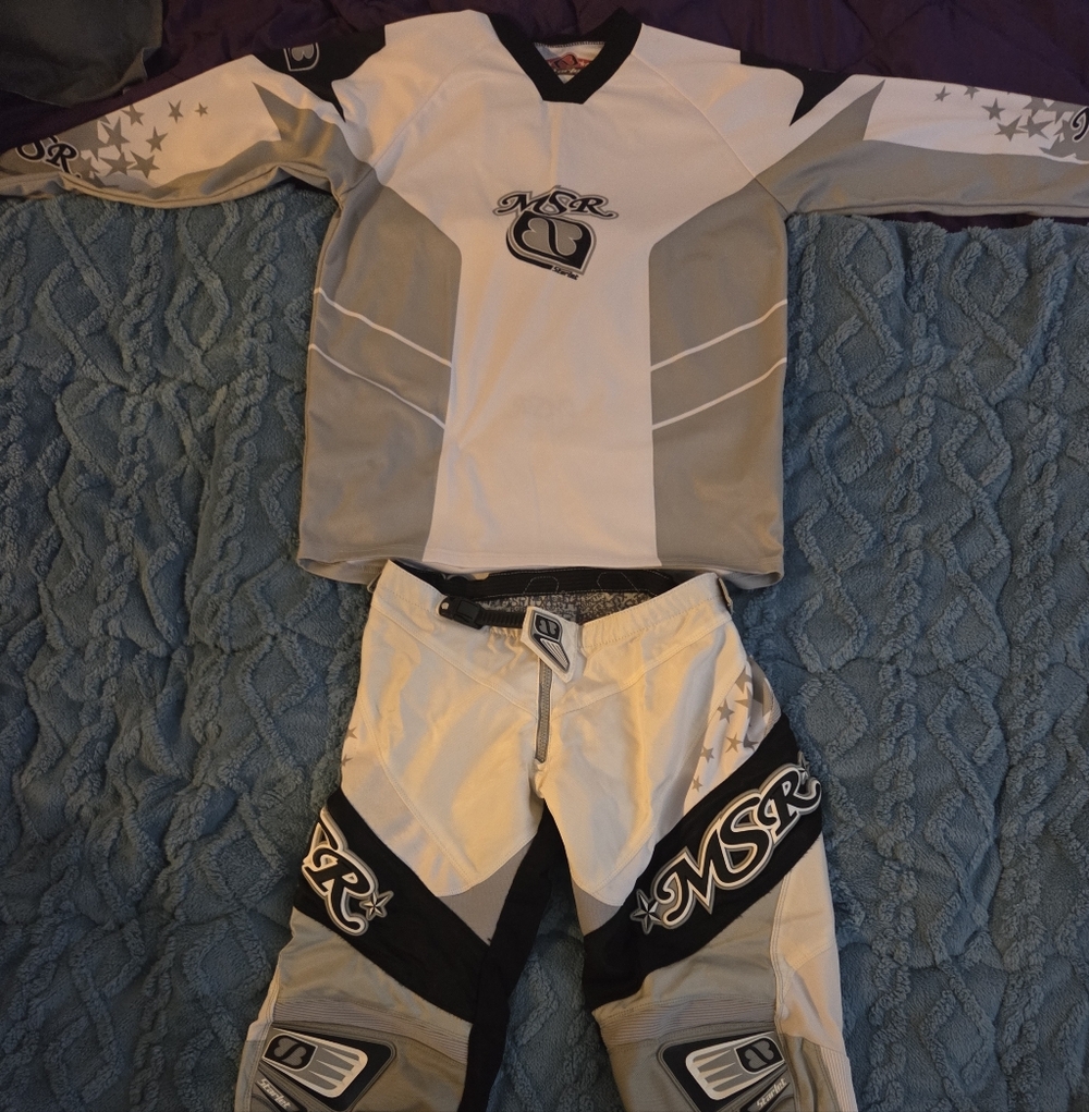 WomansWhite & Gray Motocross Jersey and Pants Set
